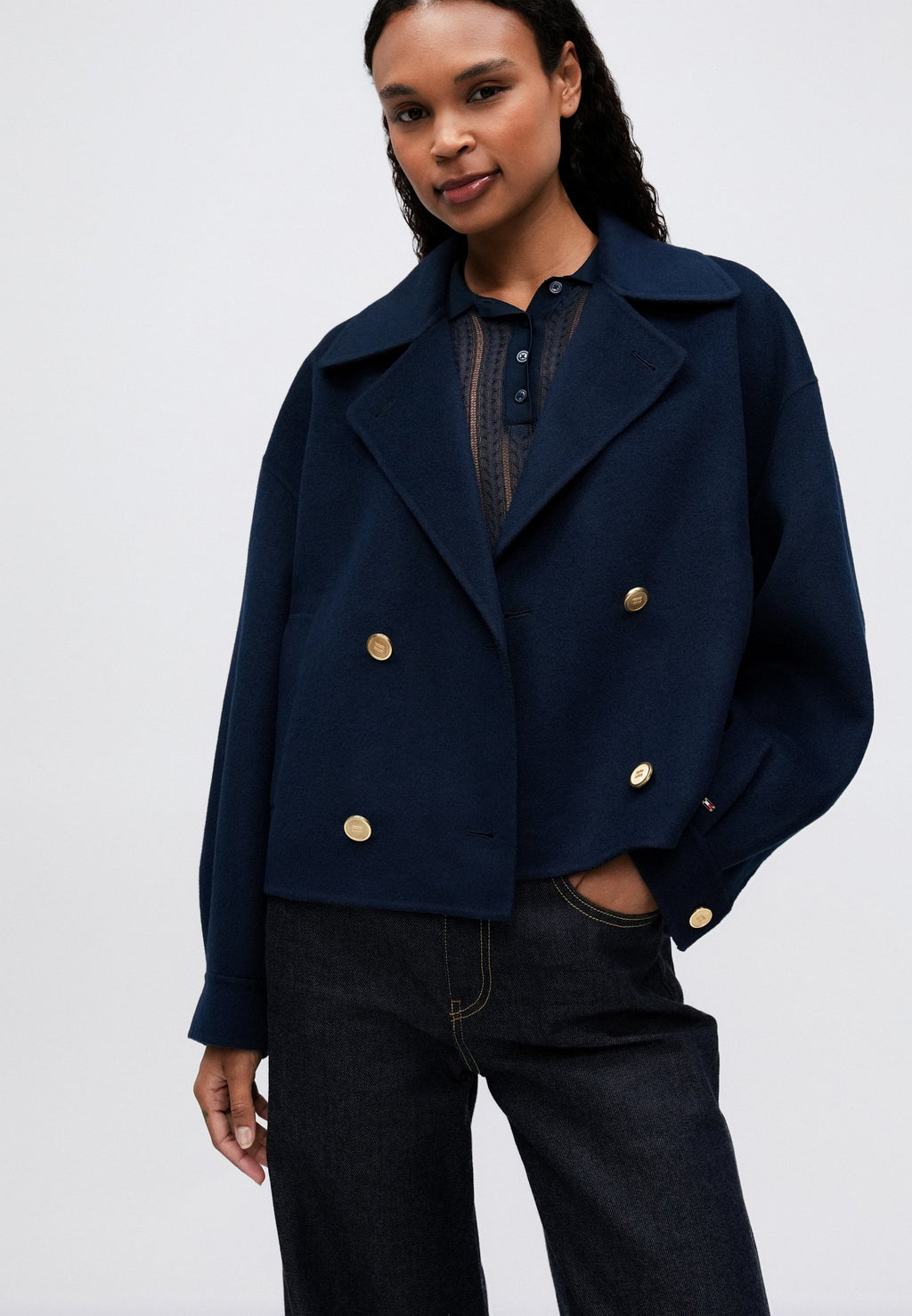 WOOL BLEND DOUBLE BREASTED PEACOAT Media 4