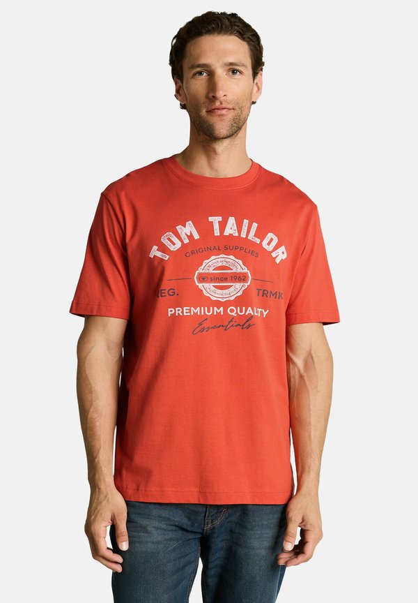TOM TAILOR T-SHIRT MIT LOGO-PRINT - Print T-shirt - chili orange