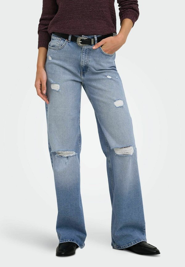 ONLY WIDE-FIT JEANS ONLJUICY HIGH WAIST WIDE LEG FIT JEANS - Relaxed fit jeans - light blue denim