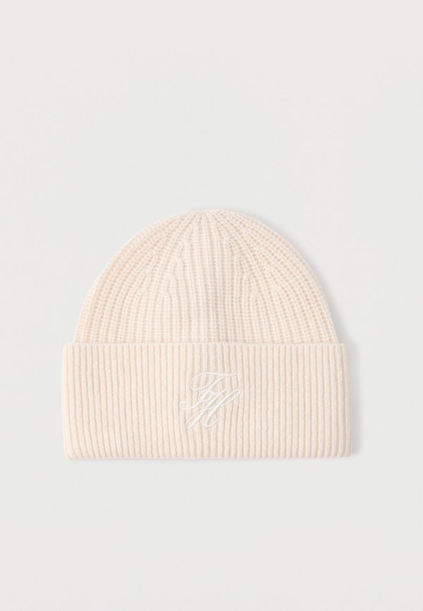 Tommy Hilfiger CASHMERE BLEND LOGO EMBROIDERY BEANIE - Beanie - soft cream