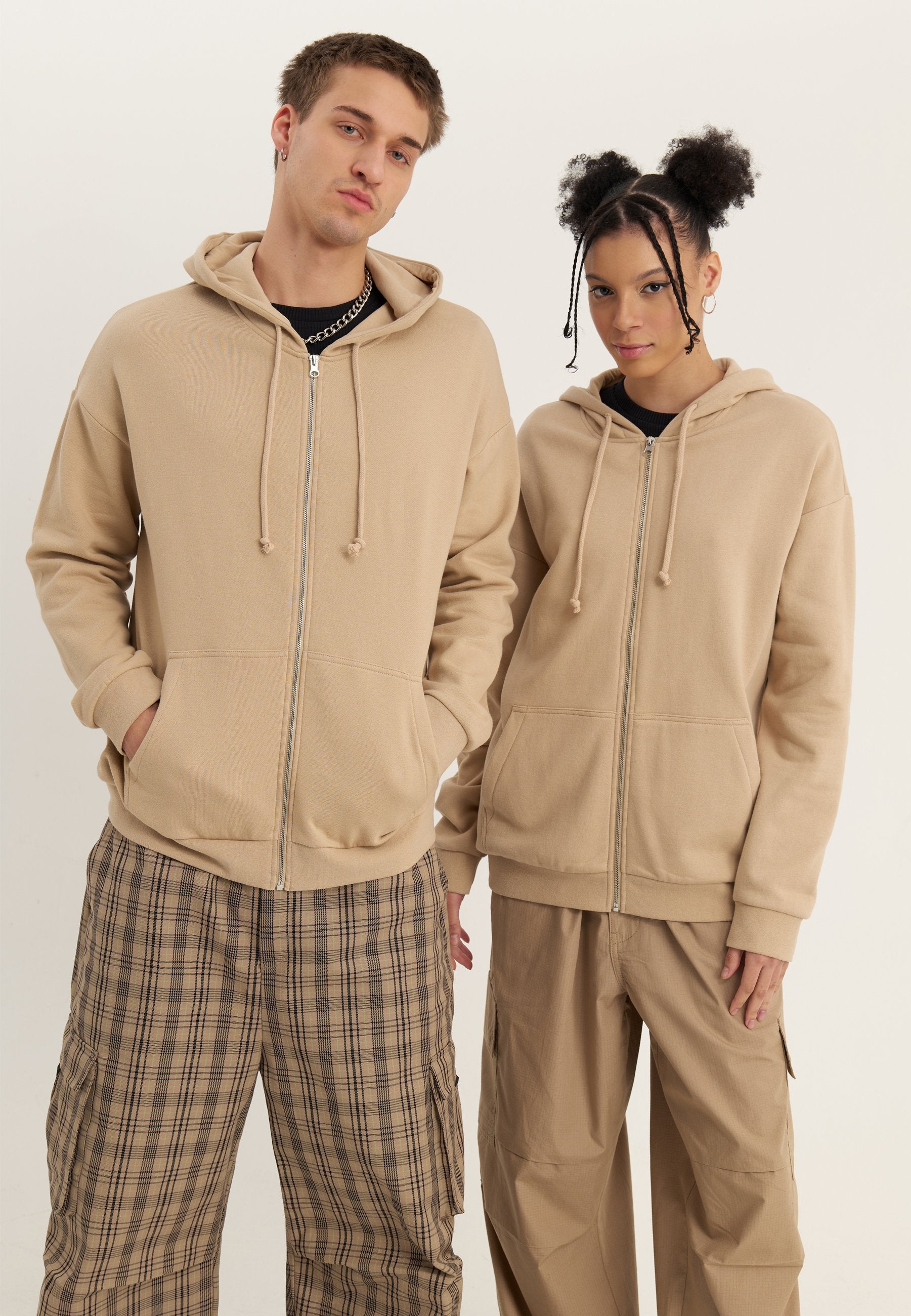 YOURTURN UNISEX RELAXED FIT ZIP-UP HOODIE