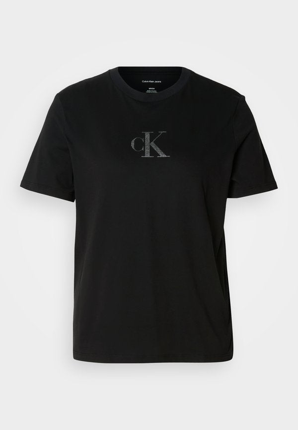 Calvin Klein Jeans CLASSIC FOIL TEE - Print T-shirt - black/silver-coloured