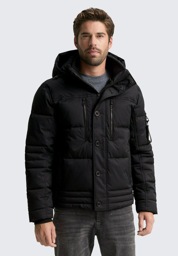 TOM TAILOR PUFFER WITH HOOD - Winter jacket - black