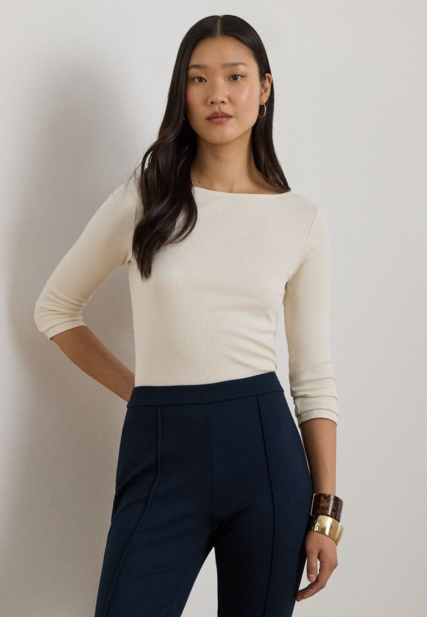 Lauren Ralph Lauren RIB-KNIT COTTON-BLEND BOATNECK TEE