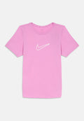 Rosa T-Shirt mit kurzen Ärmeln und Rundhalsausschnitt, vorne mittig mit weißem Nike-Swoosh-Logo.