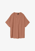 Vero Moda Curve MIT KURZEN ÄRMELN V-AUSSCHNITT - Blouse - mocha mousse