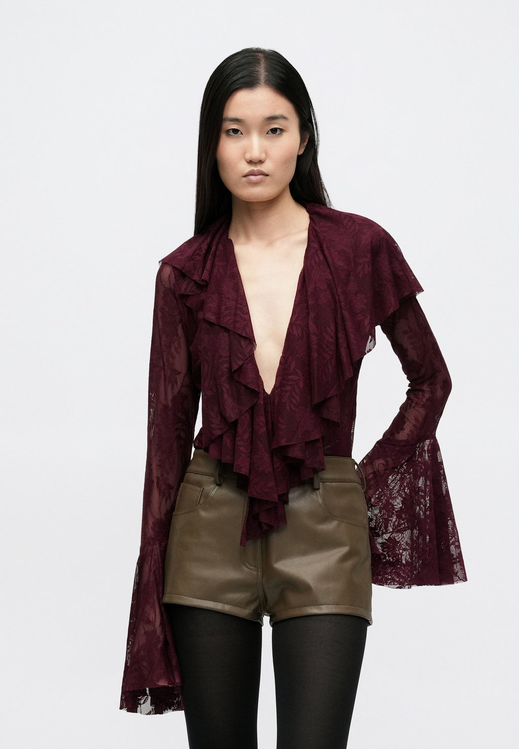 Norma Kamali LONG SLEEVE RUFFLE