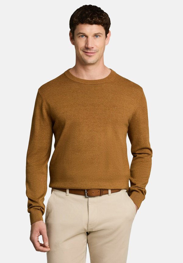 TOM TAILOR Jumper - dark camel melange