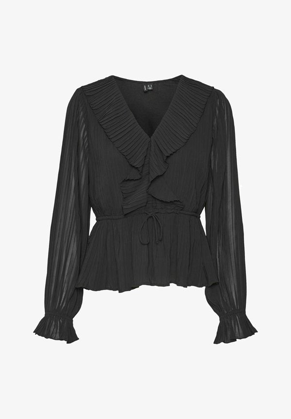 Vero Moda VMDORA FRILL PLEAT NOOS - Blouse - black