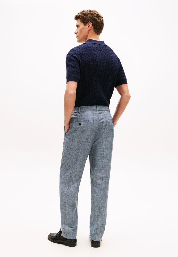 Tommy Hilfiger SMART CASUAL CHECK PURE LINEN TAPERED TROUSERS