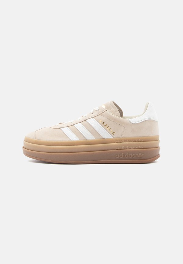 adidas Originals GAZELLE BOLD - Trainers - stone khaki/cream white/gold-coloured metallic