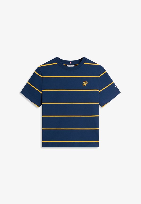 Tommy Hilfiger LOGO EMBROIDERY JERSEY CREW NECK T-SHIRT - Basic T-shirt - dark night/orange flash