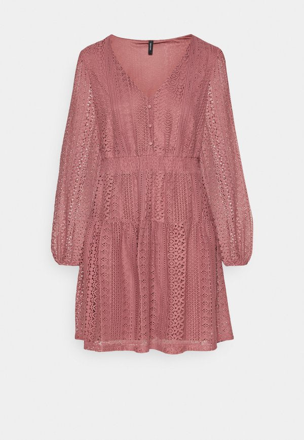 Vero Moda VMHONEY BUTTON SHORT DRESS - Day dress - rose brown