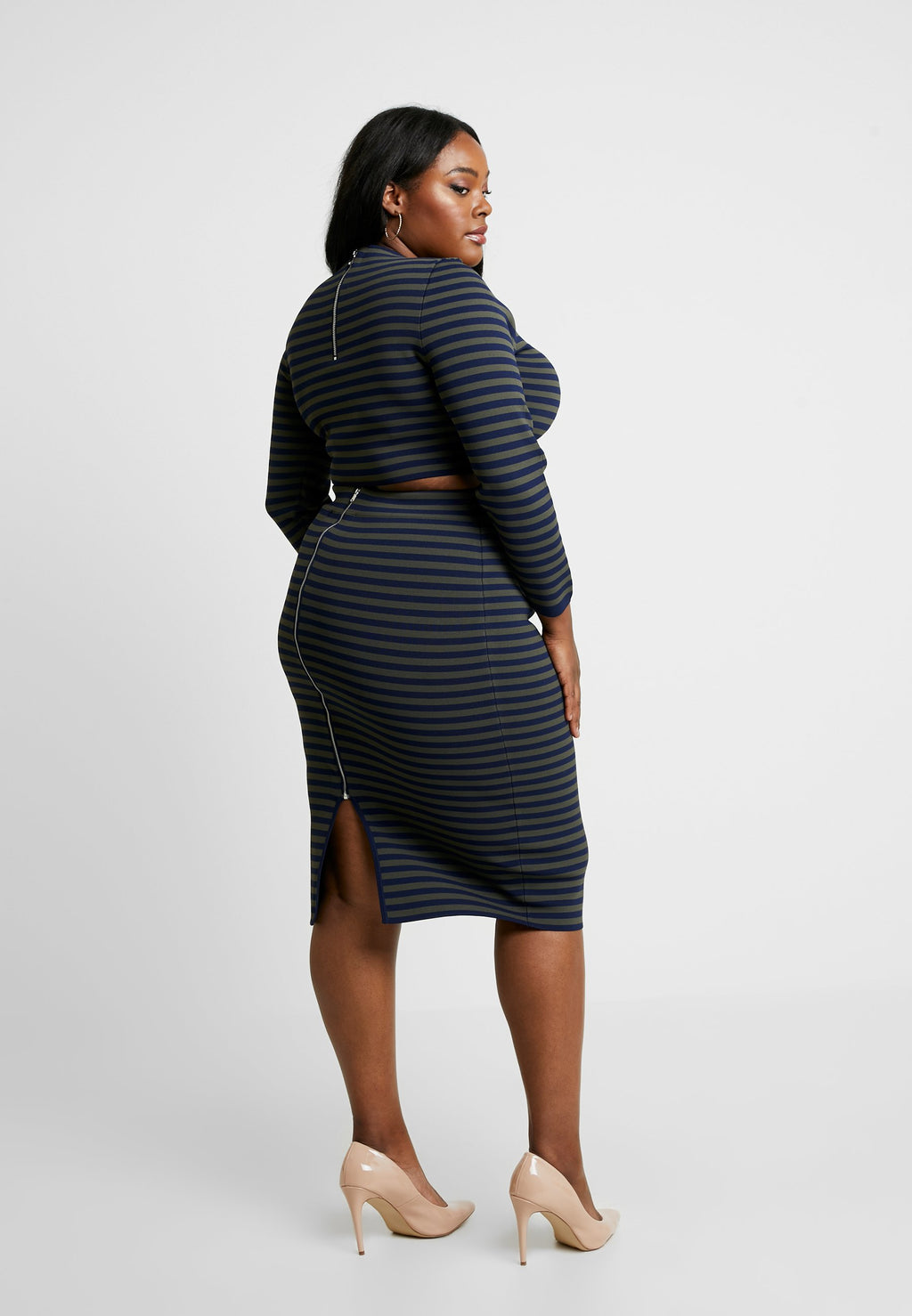 Good American LONG SLEEVE STRIPE CROP