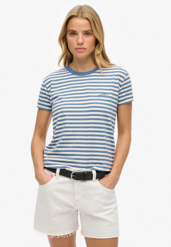 Superdry & Co ESSENTIAL LOGO STRIPED - Print T-shirt - wedgewood blue stripe