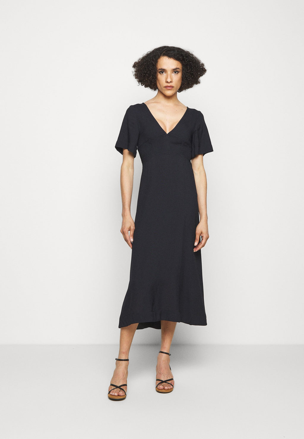 Victoria Beckham SHORT SLEEVE V NECK MIDI