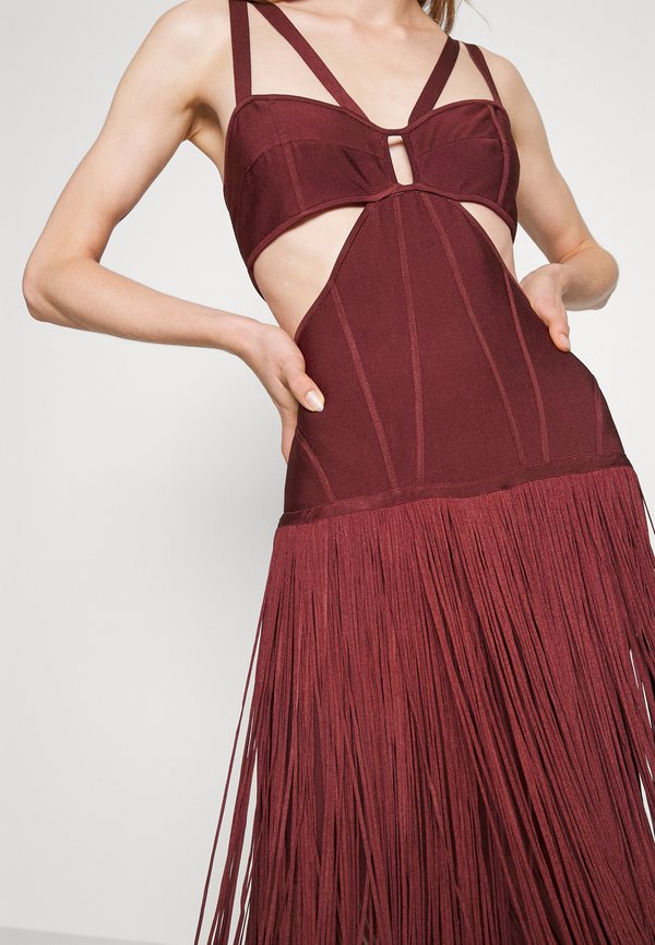Hervé Léger STRAPPY FRINGE GOWN CUT OUT