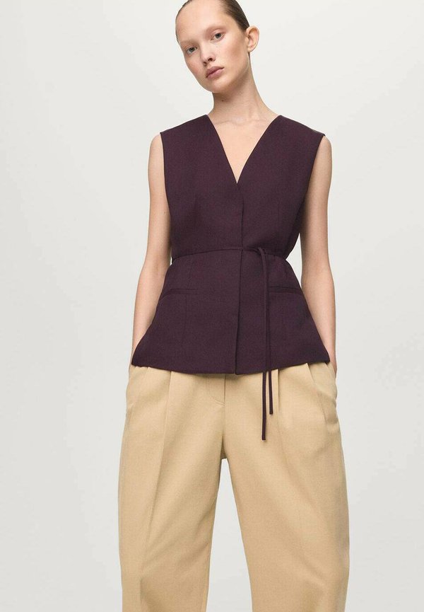Mango Waistcoat - burgundy