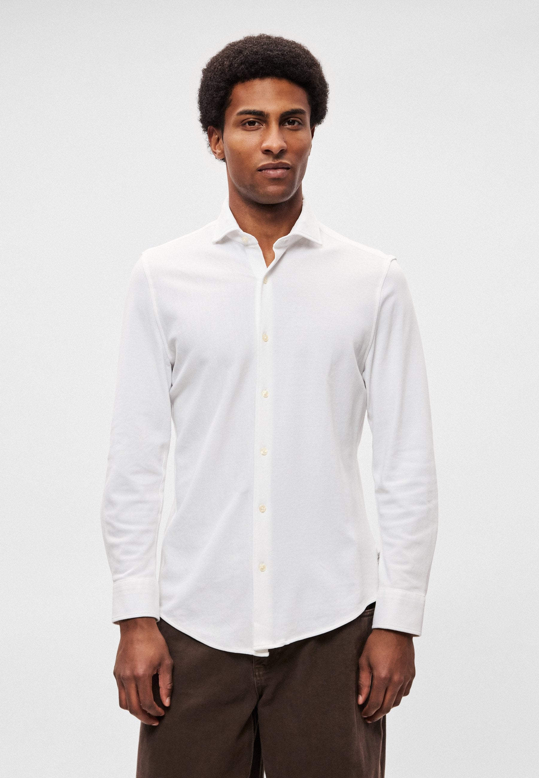 Marc O'Polo SPREAD COLLAR LONG SLEEVE ROUND HEM