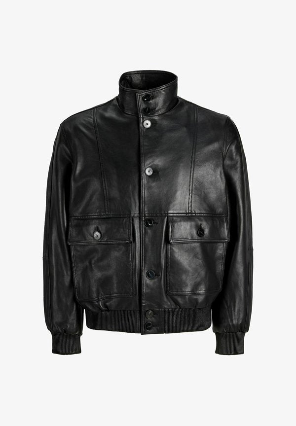 Jack & Jones Leather Leather - Leather jacket - black