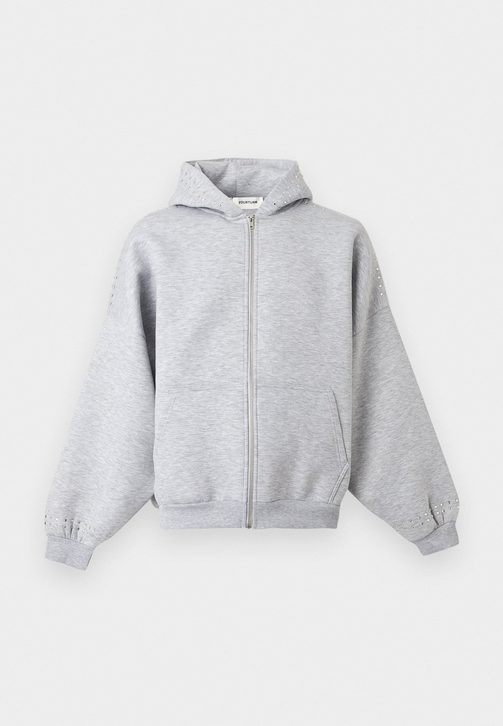 YOURTURN RELAXED FIT WITH STUDS ZIP-UP HOODIE