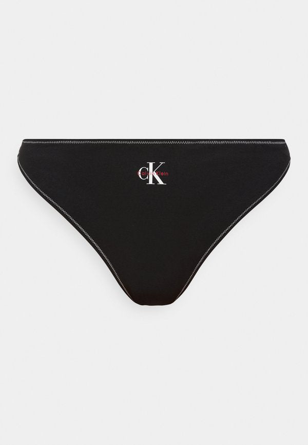 Calvin Klein Swimwear THONG GRAPHIC MONOGRAM - Bikini bottoms - black