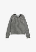 TOM TAILOR PULLOVER MIT RUNDHALSAUSSCHNITT - Jumper - black/white plaited knit