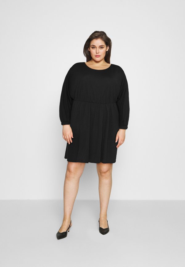 NU-IN BOAT NECK BALLOON SLEEVE SKATER DRESS
