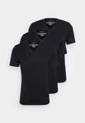 Calvin Klein Underwear 3 PACK V-NECK T-SHIRT COTTON MICROFIBER STRETCH - Undershirt - black