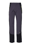 Herren-Outdoorhose in Dunkelgrau mit schwarzen Akzenten, aus dehnbarem Stoff, mit Reißverschlusstaschen und verstärkten Kniebereichen.