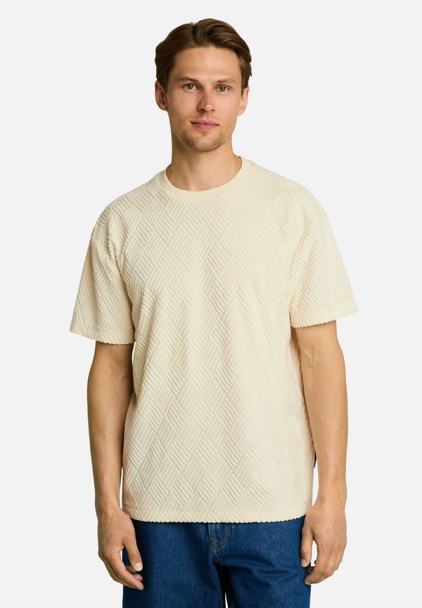 TOM TAILOR RELAXED FIT T-SHIRT MIT STRUKTUR - Basic T-shirt - wool white