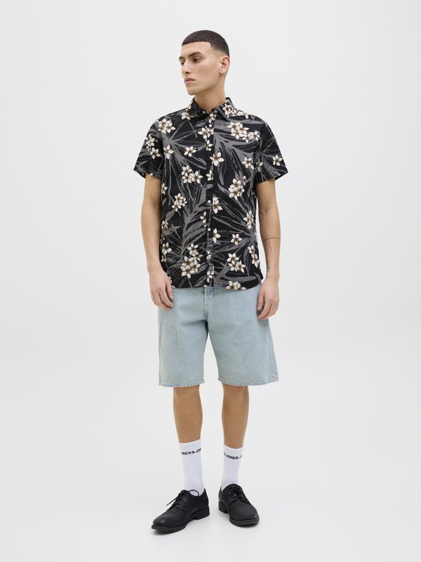 Jack & Jones JJHAWAII AOP - Shirt - black