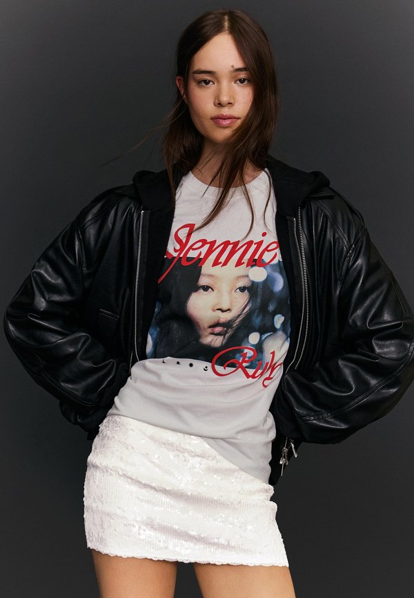 Bershka SEQUINNED - Mini skirt - white