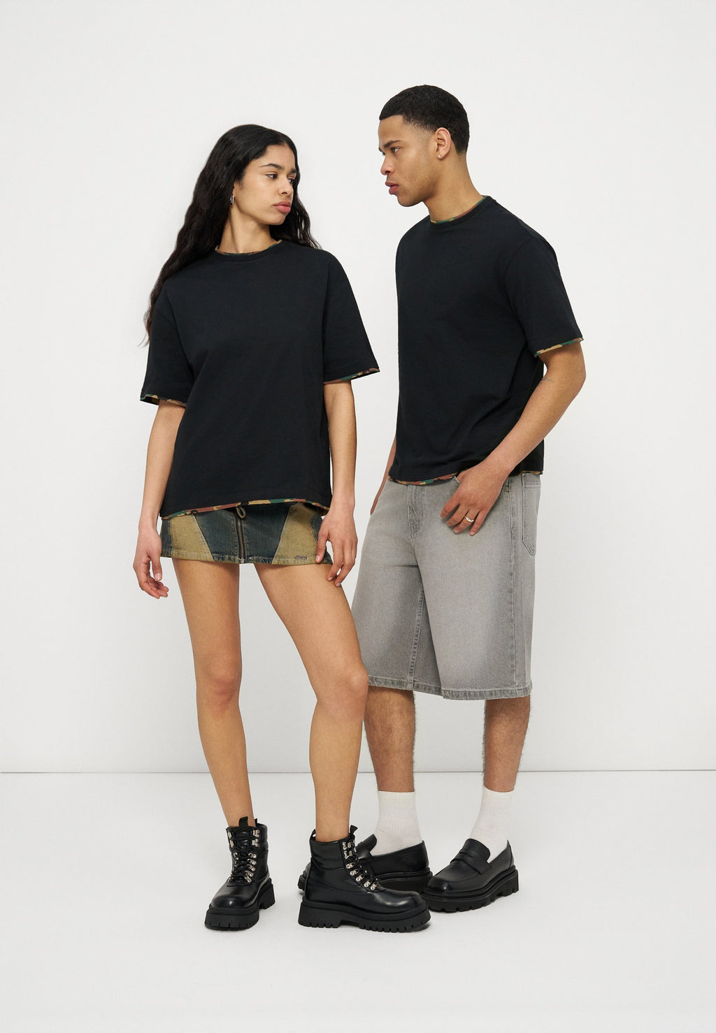YOURTURN BOXY FIT CAMOUFLAGE DOUBLE SLEEVE