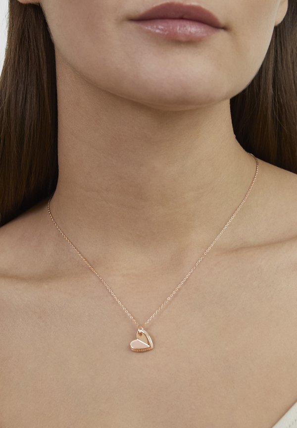 s.Oliver FOLDED HEART - Necklace - rose gold-coloured