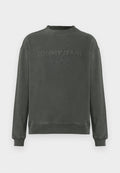 Grauer Sweatshirt aus Baumwolle mit rundem Halsausschnitt, gerippten Bündchen und besticktem "TOMMY JEANS"-Logo im Vintage-Stil.