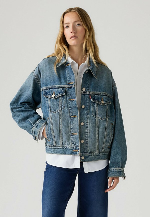 Levi's® 90S TRUCKER SNOW PIC TRUCKER - Denim jacket - business trucke - med indigo - worn in