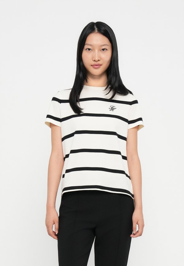 Tommy Hilfiger LOGO EMBROIDERY JERSEY CREW NECK T-SHIRT - Basic T-shirt - calico/black