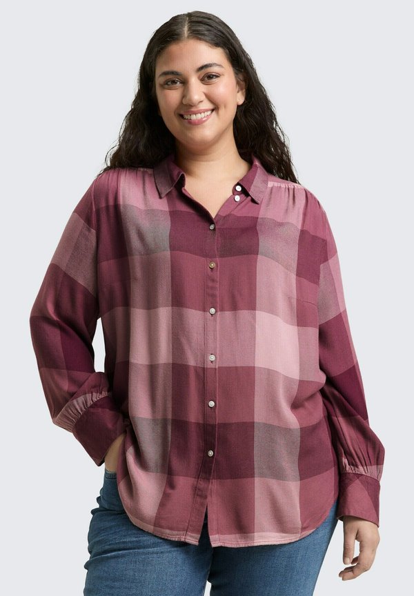 TOM TAILOR Button-down blouse - berry rose check