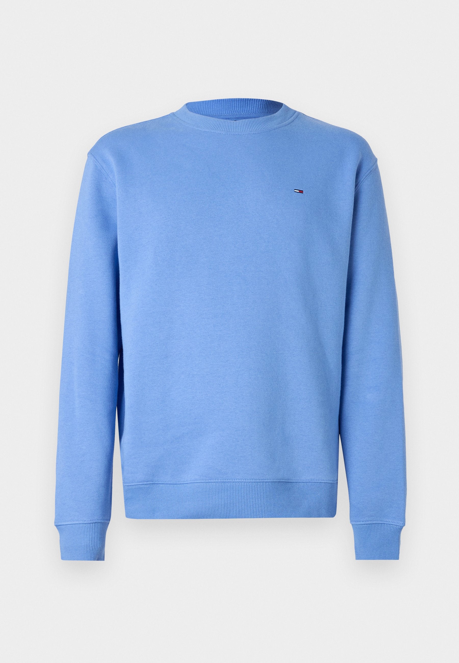 Hellblaue Crewneck-Sweatshirt aus weichem Material, mit langen Ärmeln, gerippten Bündchen und Saum sowie einem kleinen Logo auf der Brust.