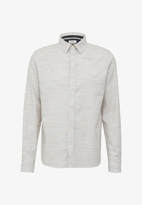 s.Oliver GEMUSTERTES MIT KENTKRAGEN - Shirt - sandstein