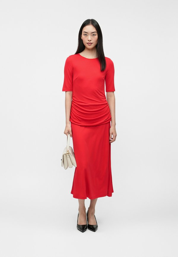 Tommy Hilfiger FESTIVE CREPE SLIM GATHERED MIDI DRESS