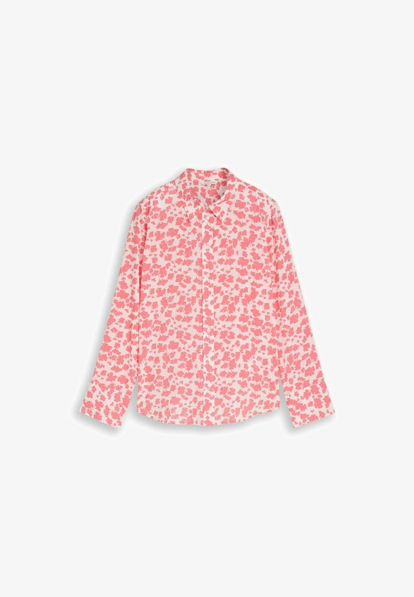 TOM TAILOR MIT MUSTER - Button-down blouse - coral pink ginkgo minimal