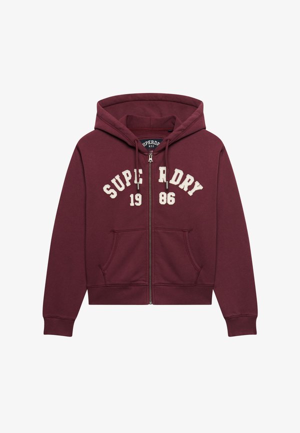 Superdry & Co SUPERDRY ATHLETIC ESSENTIAL RELAXED CROP ZIP HOODIE.. - Zip-up sweatshirt - port red