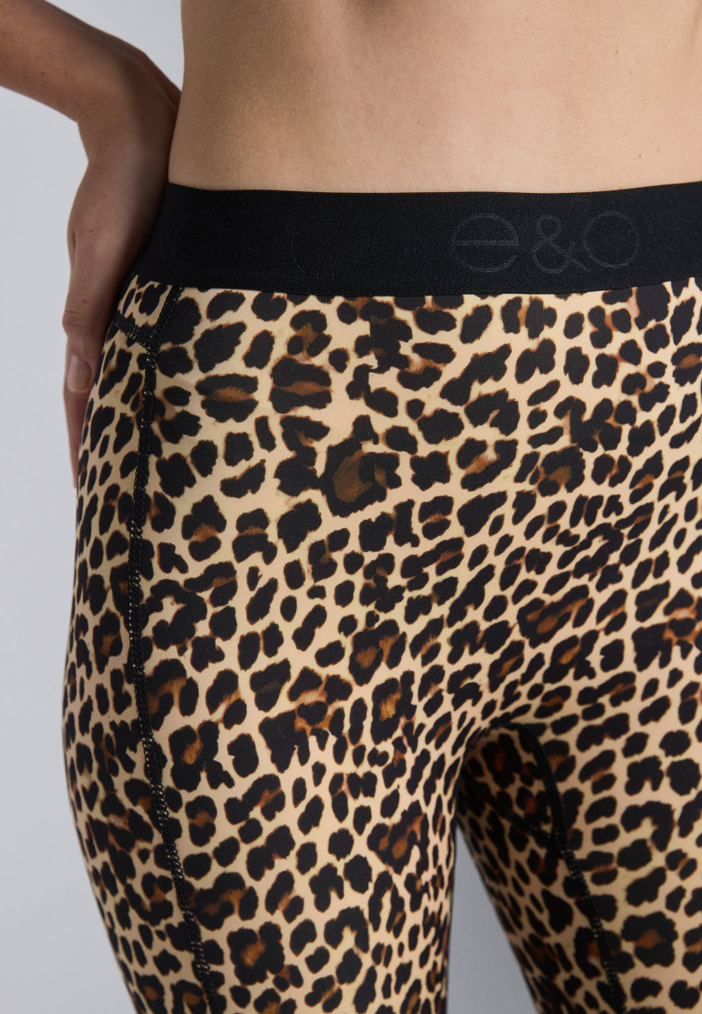 Even&Odd active FULL LENGTH HIGH RISE LEOPARD PRINT LEGGINGS WITH CONTRAST WAISTBAND