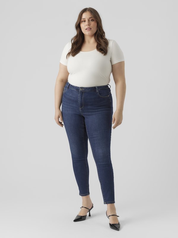 Vero Moda Curve VMCPHIA High rise Skinny Fit - Jeggings - dark blue denim