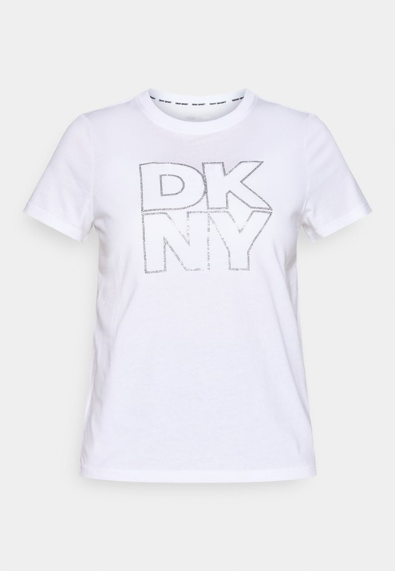 DOUBLE OUTLINE RHINESTONE LOGO SHORT SLEEVE RELAXED FIT CREW NECK TEE Media 1
