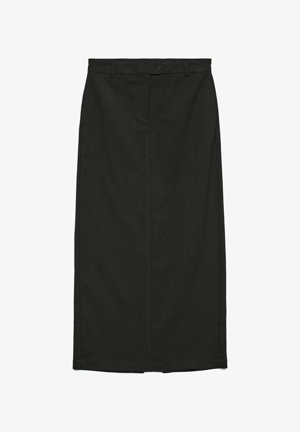 Vero Moda VMTAMI Mid waist Long Pinstripe - Maxi skirt - black