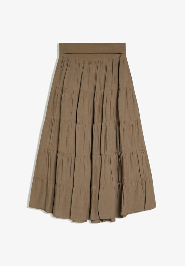 Bershka FOLD-OVER WAIST - MIDI SKIRT 01701335 - A-line skirt - khaki
