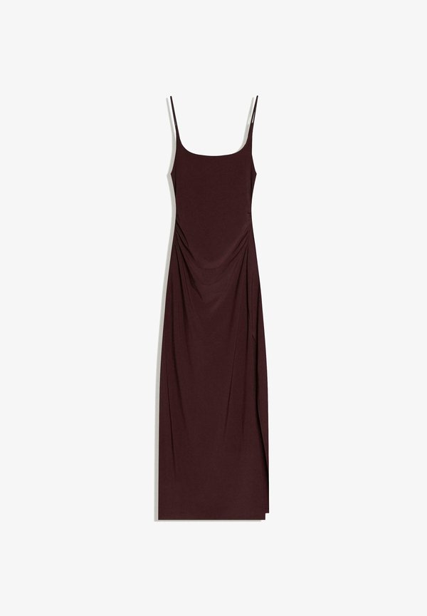 Bershka GATHERED STRAP MIDI DRESS 01017714 - Shift dress - bordeaux